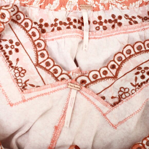 Free People Gesibelle Printed Top & Maxi Skirt Set Eyelet Embroidered L 279621 - Picture 9 of 9